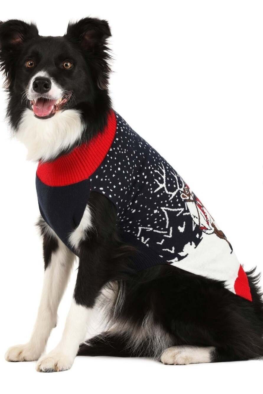 Reindeer & Santa Christmas Dog Sweater New NWT Small Xmas Holiday Cute - Picture 2 of 4